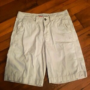 American‎ Eagle 31 x 10" Stone Khaki Flat Front  Chino Shorts Longboard